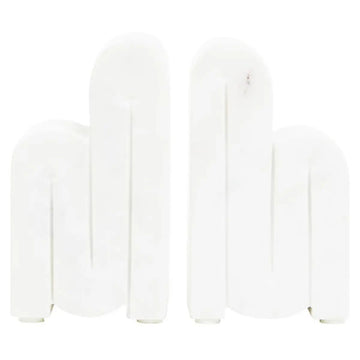 Mason Set Of 2 White Marble Bookends