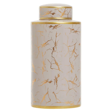 Darian Large Gold Marble Effect Ceramic Ginger Jar