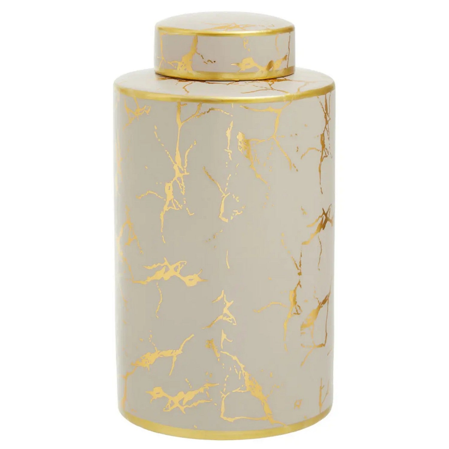 Darian Small Gold Marble Effect  Ceramic Ginger Jar