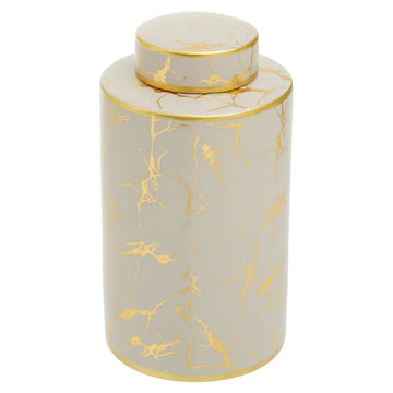 Darian Small Gold Marble Effect  Ceramic Ginger Jar
