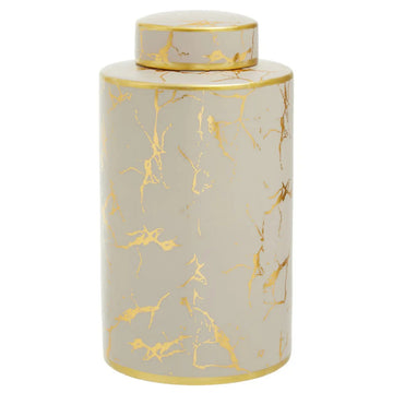 Darian Small Gold Marble Effect  Ceramic Ginger Jar