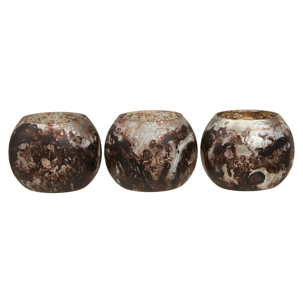Gerun Set Of 3 Brown Tealight Holders