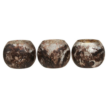 Gerun Set Of 3 Brown Tealight Holders