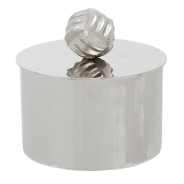 Aureli Small Vertical Textured Silver Metal Trinket Box