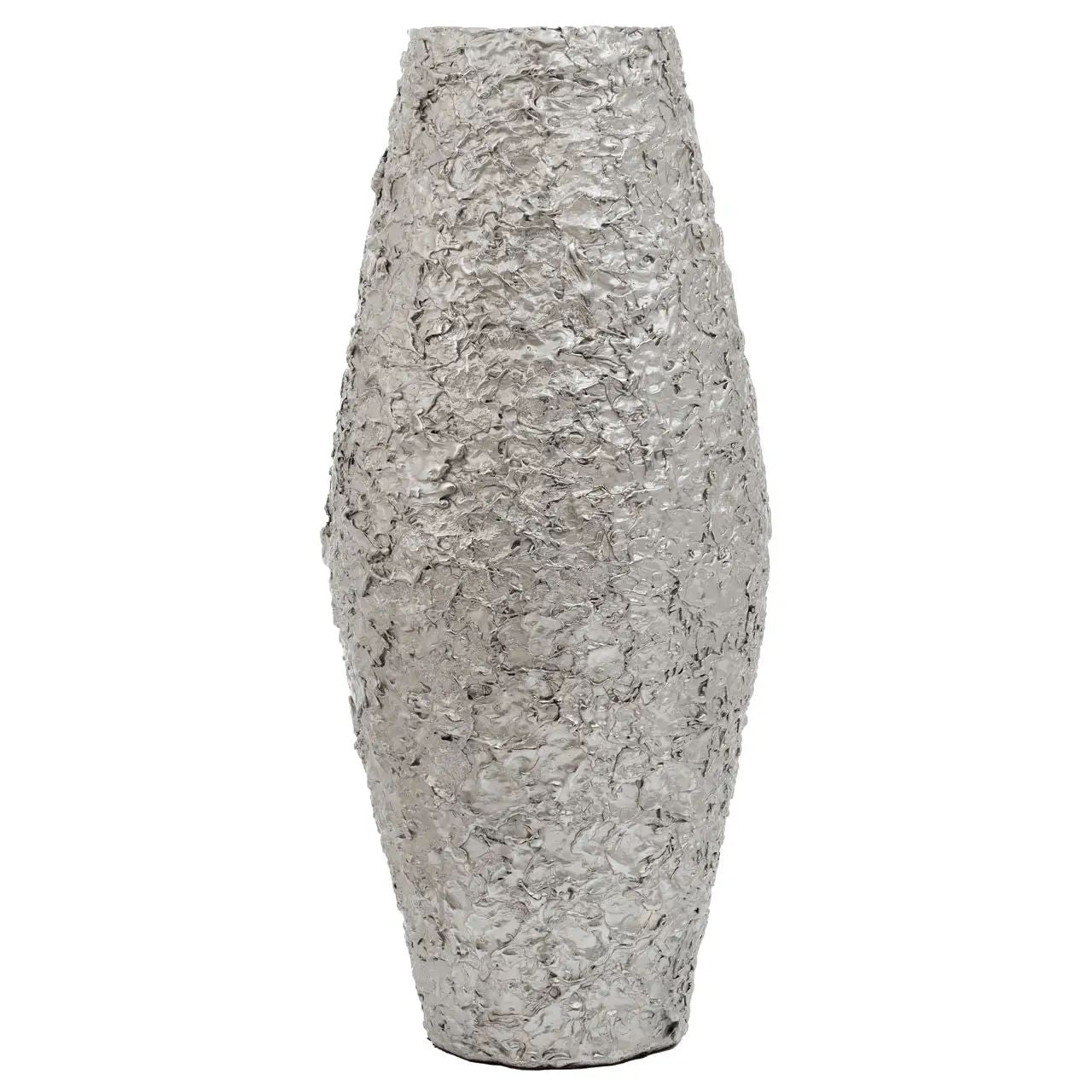Azola Large Silver Textured Metal Vase