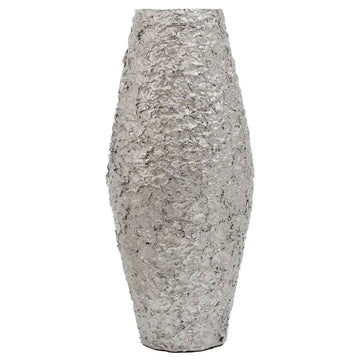 Azola Large Silver Textured Metal Vase