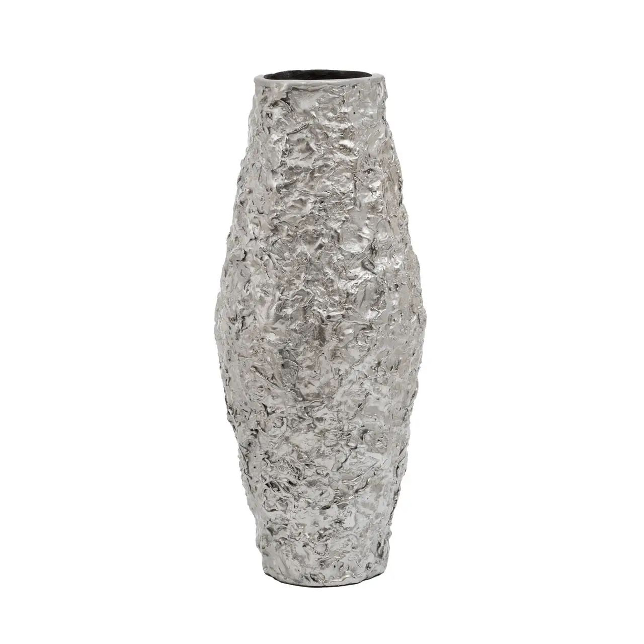 Azola Small Silver Textured Metal Vase