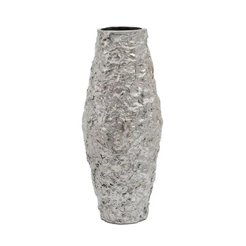 Azola Small Silver Textured Metal Vase