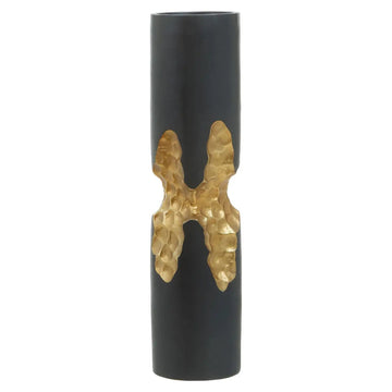 Kaito Large Black & Gold Finish Candle Holder