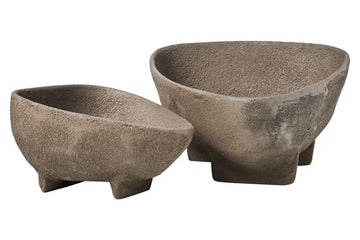 Evira Set Of 2 Textured Grey Bowls