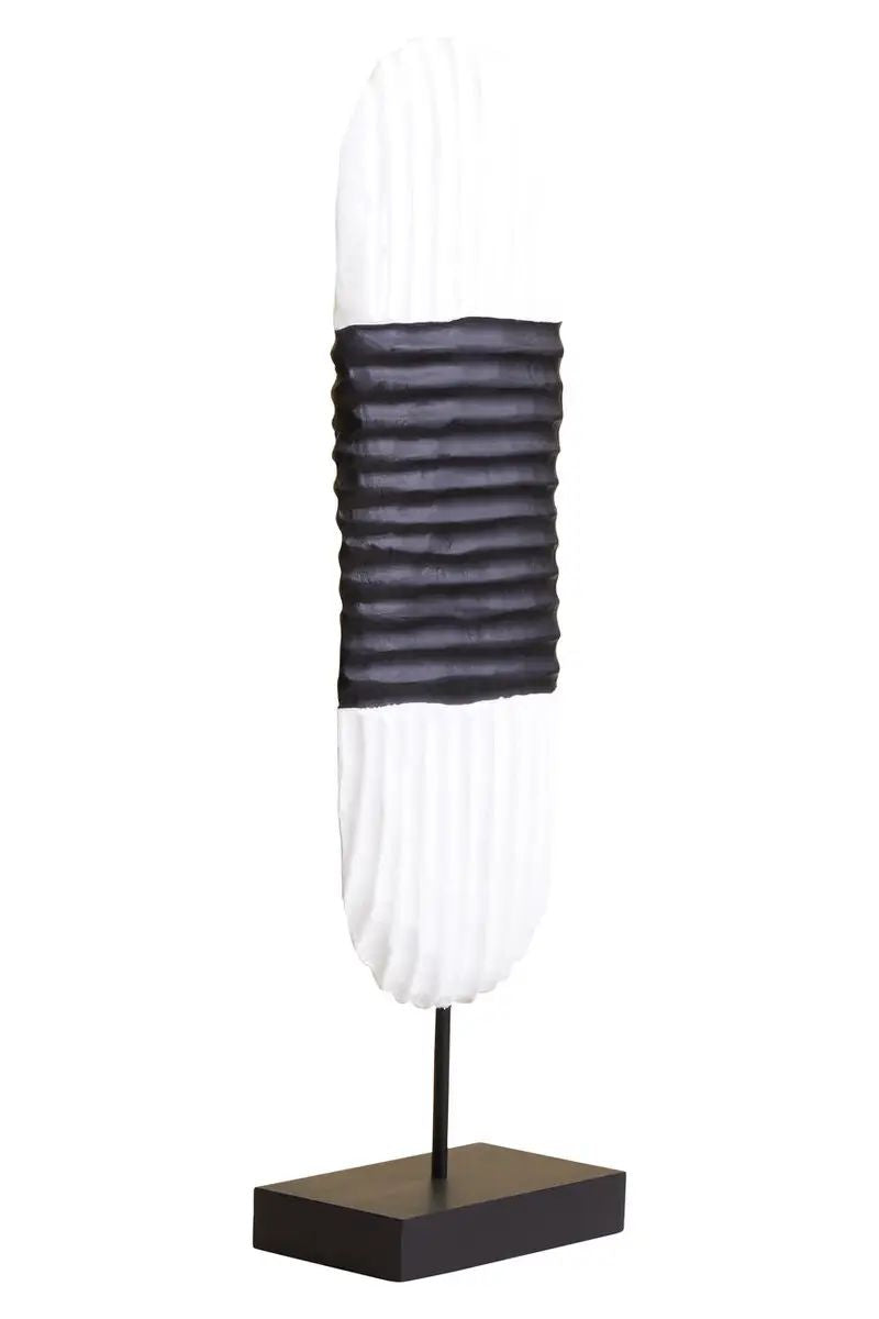 Filo Black & White Mango Wood Oblong Sculpture