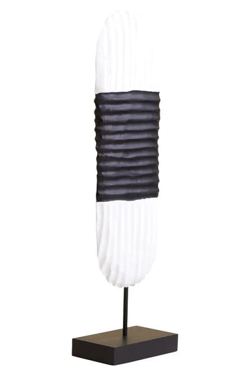Filo Black & White Mango Wood Oblong Sculpture