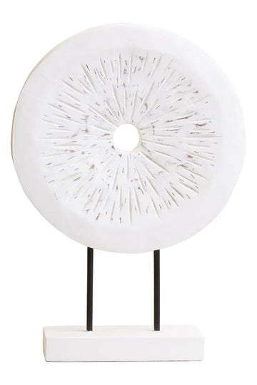 Filo Small Distressed White Mango Wood Sculpture