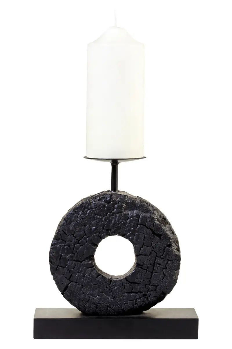 Filo Small Charred Black Mango Wood Log Candle Holder