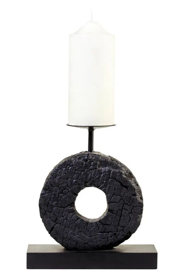 Filo Small Charred Black Mango Wood Log Candle Holder