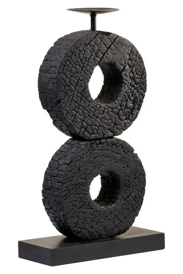 Filo Large Charred Black Mango Wood Log Candle Holder
