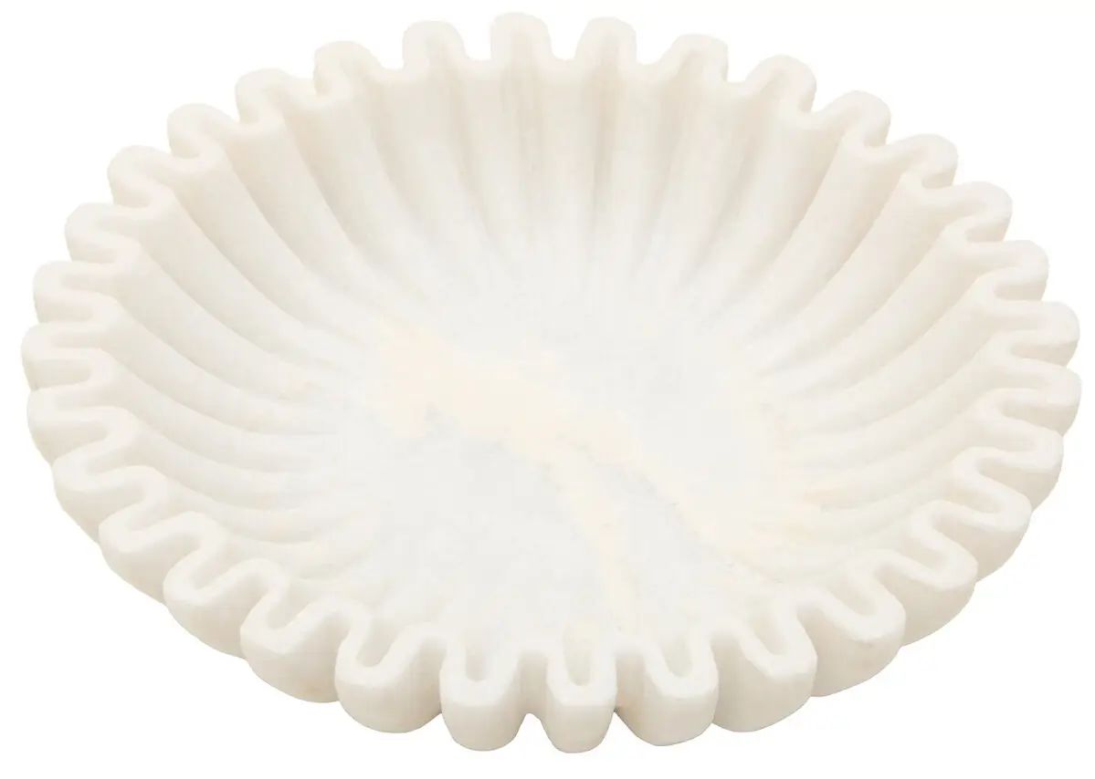 Sarion Small White Fluted Marble Bowl