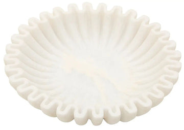 Sarion Small White Fluted Marble Bowl
