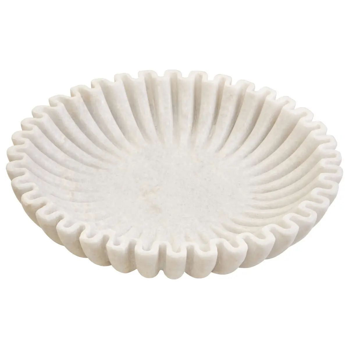 Sarion Large White Fluted Marble Bowl