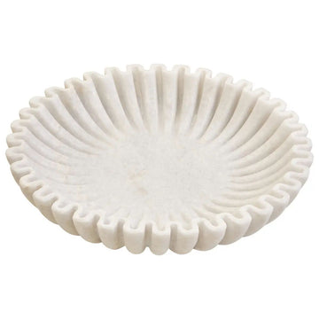 Sarion Large White Fluted Marble Bowl