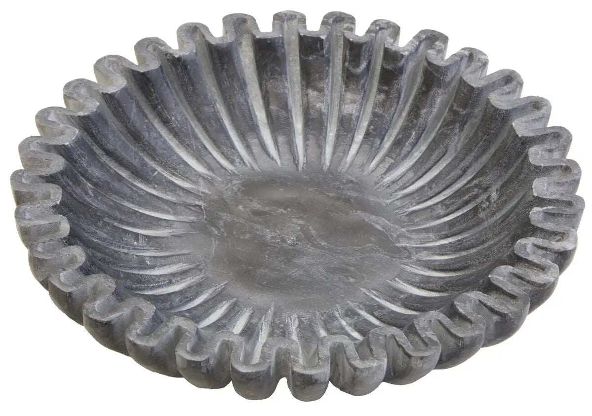 Sarion Small Grey Fluted Marble Bowl