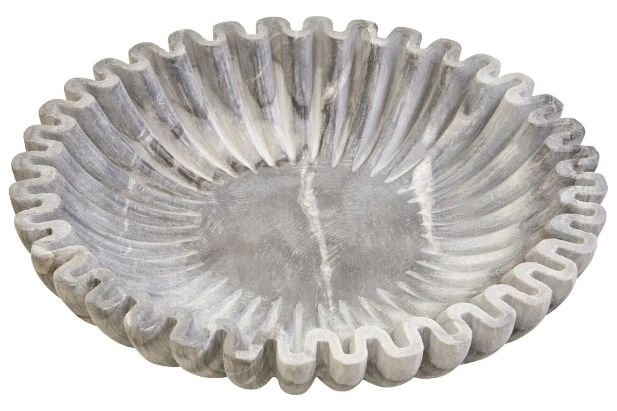 Sarion Large Grey Fluted Marble Bowl
