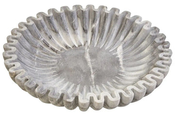 Sarion Large Grey Fluted Marble Bowl