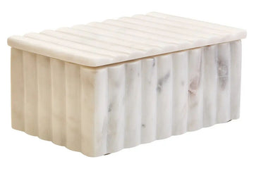 Sarion Rectangular White Fluted Marble Box