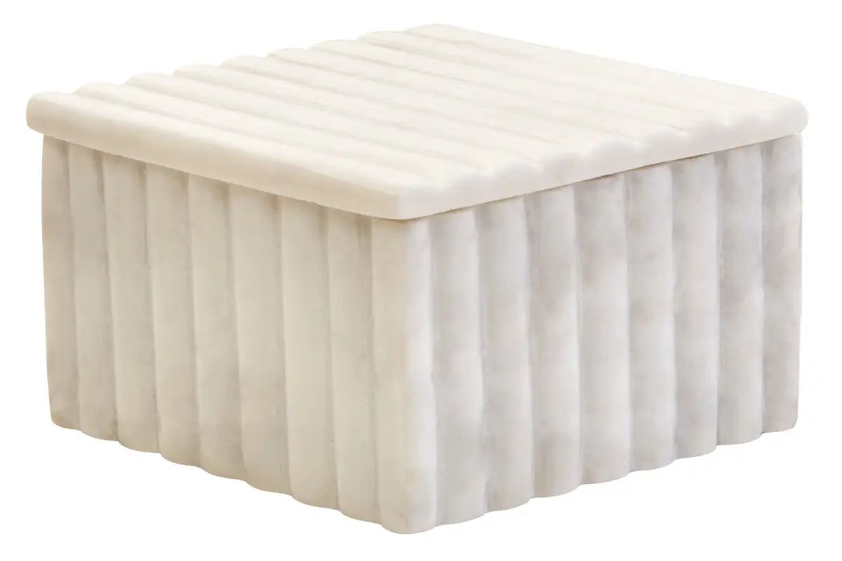 Sarion Square White Fluted Marble Box