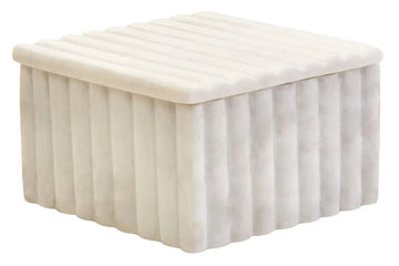 Sarion Square White Fluted Marble Box