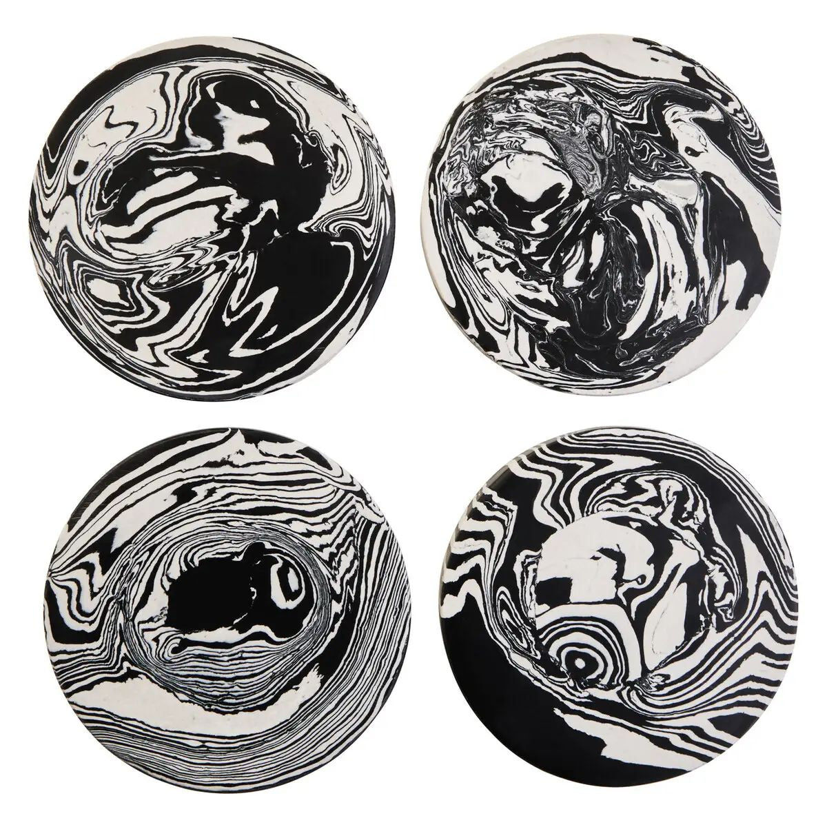 Elsa Black & White Marble Set of Four Coasters