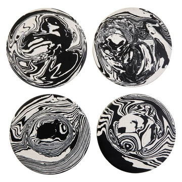 Elsa Black & White Marble Set of Four Coasters