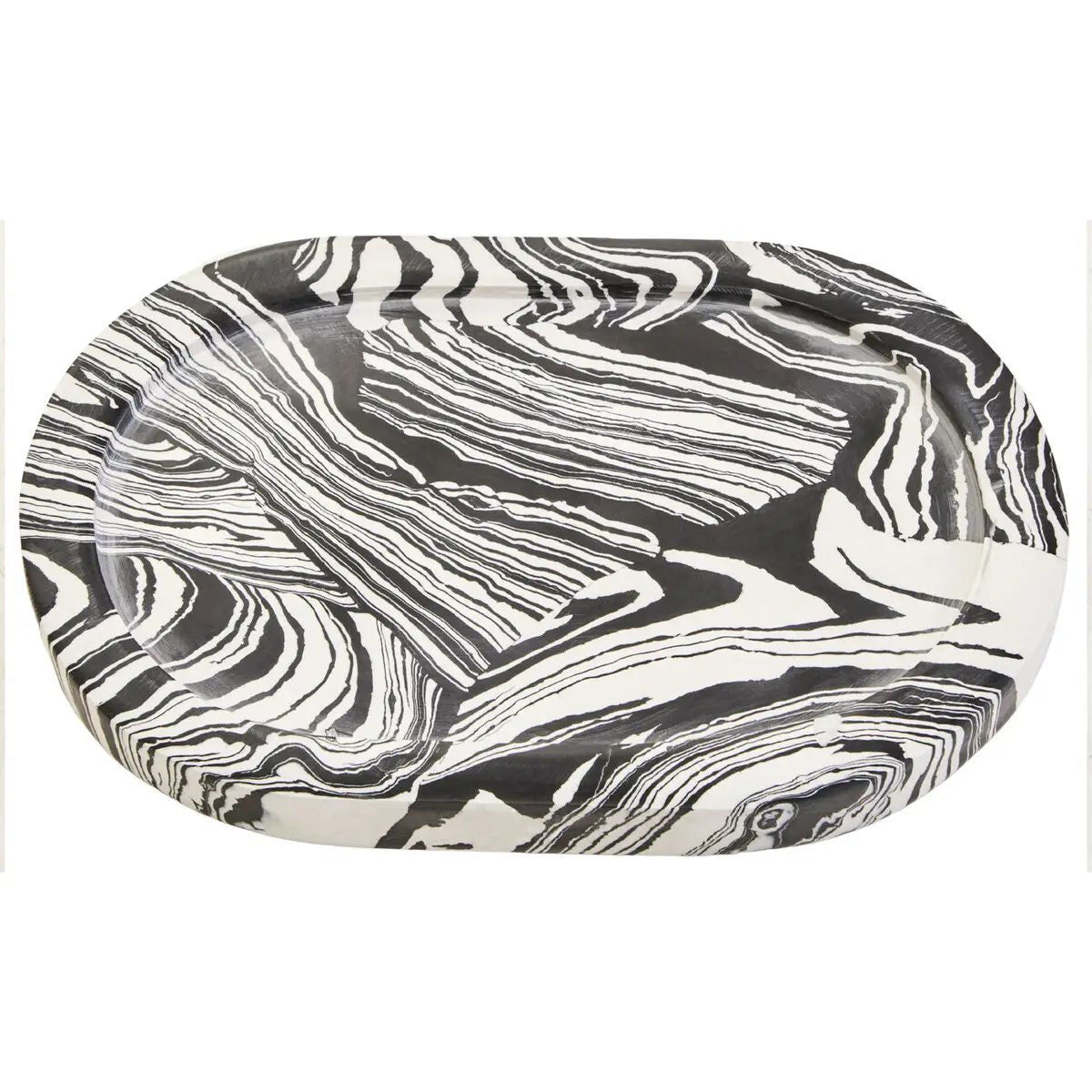 Elsa Black & White Oval Marble Tray