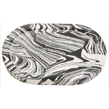 Elsa Black & White Oval Marble Tray