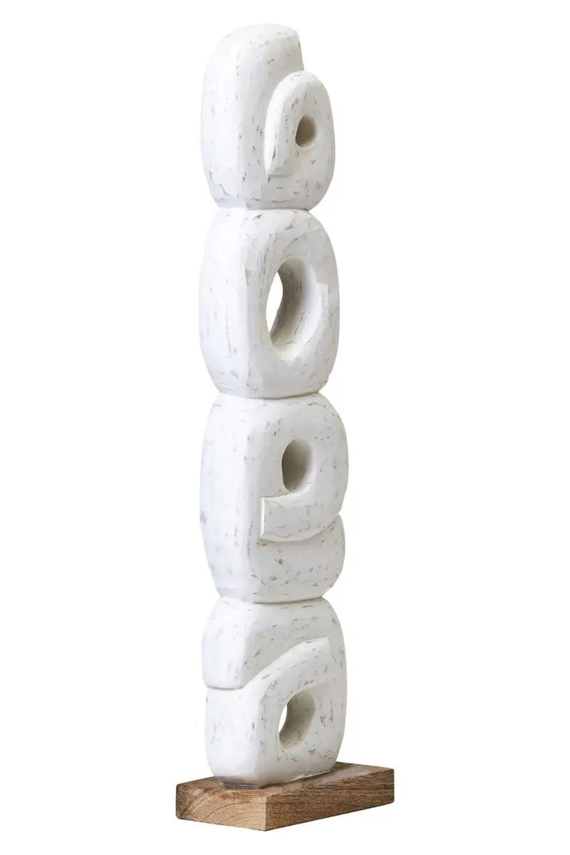 Filo Rustic White Mango Wood Ring Sculpture
