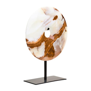 Olira Small Round Onyx Disc Sculpture