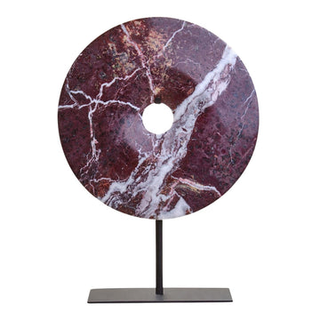 Soren Small Red Marble Round Disc Sculpture