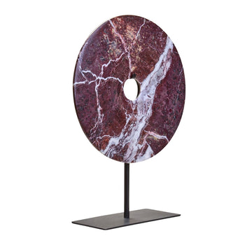 Soren Small Red Marble Round Disc Sculpture