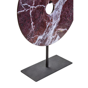 Soren Medium Red Marble Round Disc Sculpture