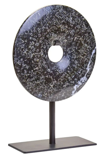 Sarmo Extra Small Black Marble Round Disc Sculpture