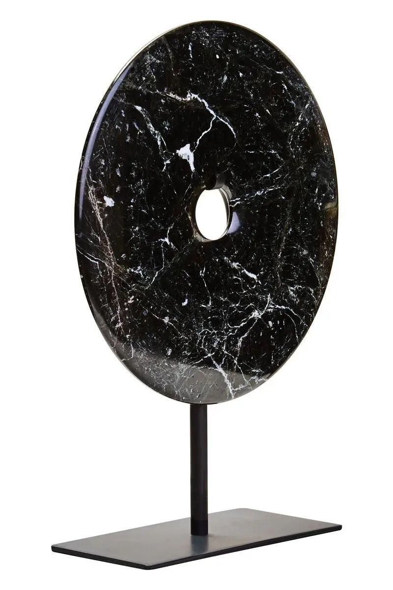 Sarmo Small Black Marble Round Disc Sculpture