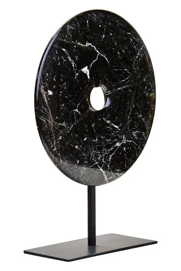 Sarmo Small Black Marble Round Disc Sculpture