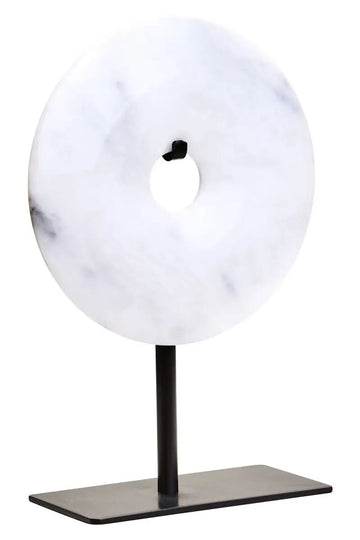 Zovo Extra Small Round Grey Marble Disc Sculpture