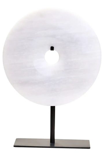 Zovo Small Round Grey Marble Disc Sculpture