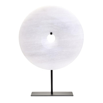 Zovo Medium Round Grey Marble Disc Sculpture