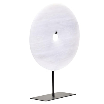 Zovo Medium Round Grey Marble Disc Sculpture