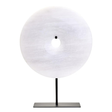 Zovo Large Round Grey Marble Disc Sculpture