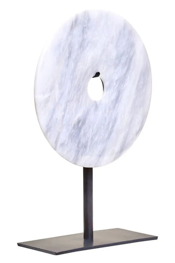 Zovo Small Round White Marble Disc Sculpture