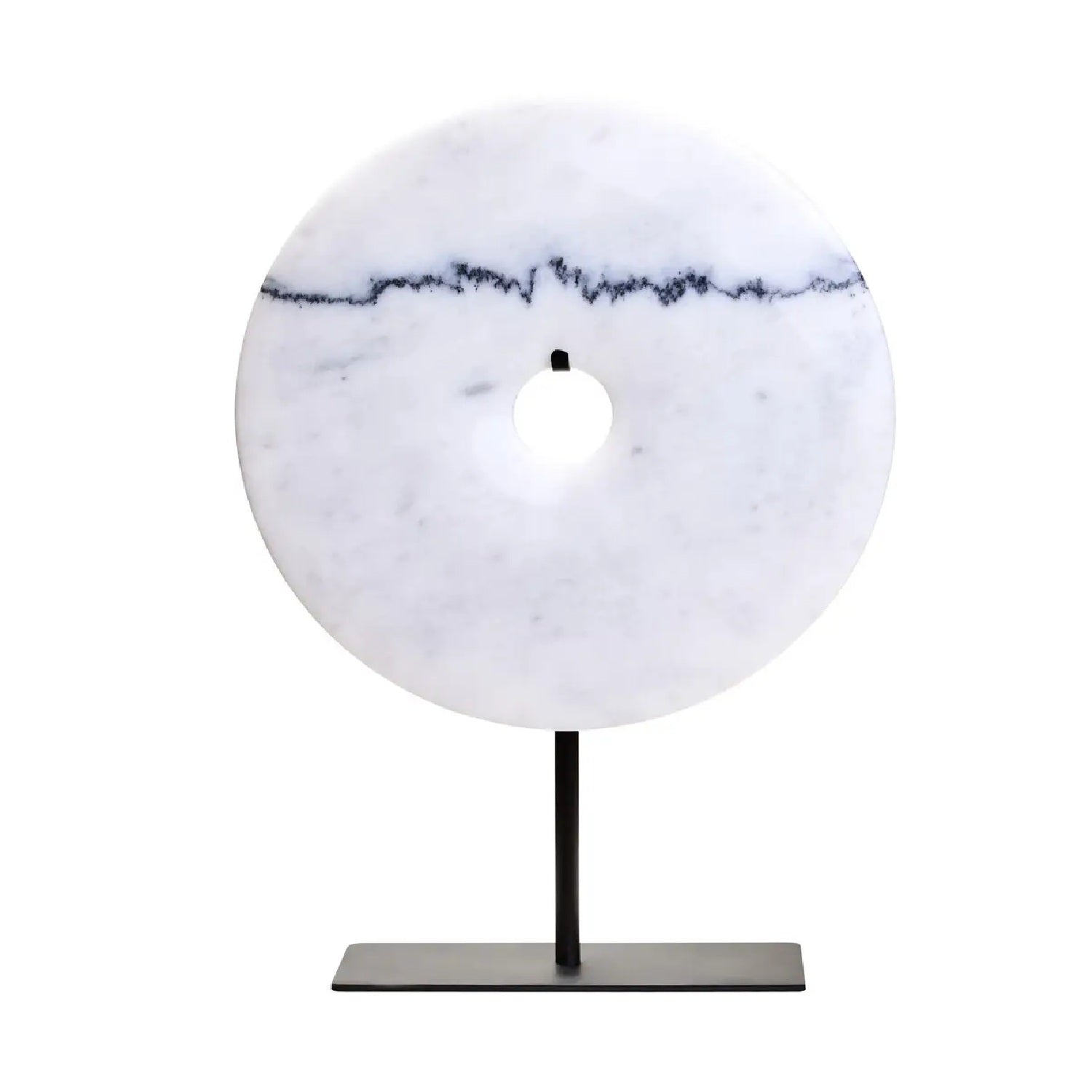 Zovo Medium Round White Marble Disc Sculpture