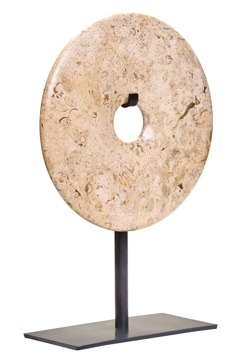 Zovo Small Natural Speckled Marble Round Disc Sculpture